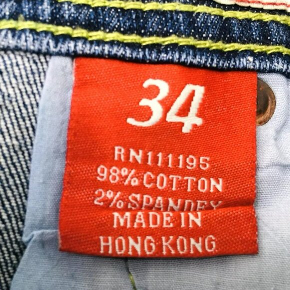 VINTAGE Request Jeans Mens 34X32 Embroidered Denim Distressed Y2K - Picture 12 of 12